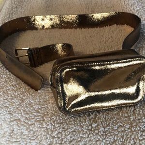 Gold J.Crew belt bag with removable belt.